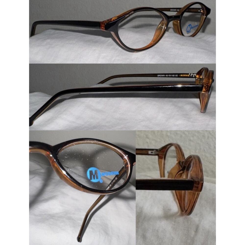 Modern Neon Brown Oval Eyeglass Frames 45-19-140 Retro Optical Glasses NEW